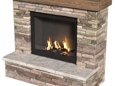 Rustic Farmhouse Fireplace Country style  3D model