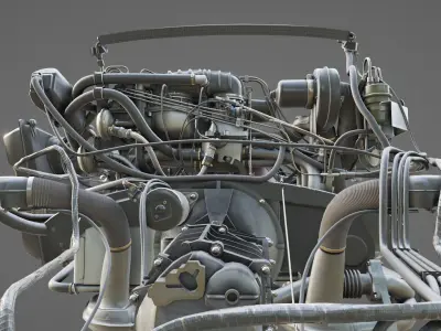 Porsche 911SC Engine with 915 Gearbox Low-poly 3D model
