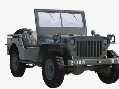 Military Jeep Car Willys  Low-poly 3D model