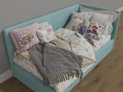 Single Beds 02 GIRLS and BOY 3D model