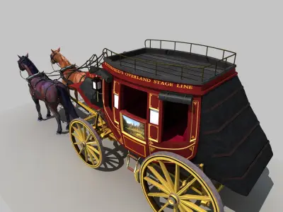 Horse and Carriage 01 3D model