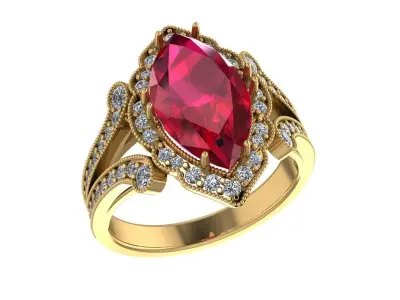Luxury Golden Ring with Ruby 3D model
