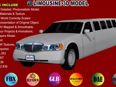 LIMOUSINE LUXURY CAR Low-poly 3D model