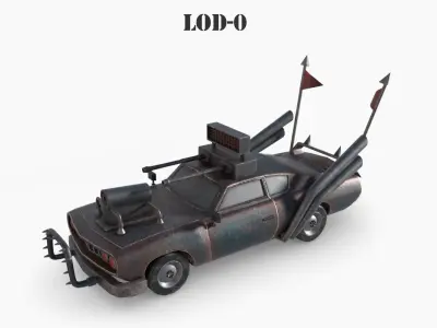 Post Apocalyptic Plymouth Low-poly War Car Game Asset Low-poly 3D model