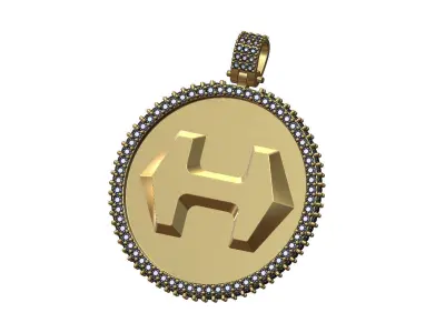 Iced 40mm Super H Hermes Diamond pendant 3D print model