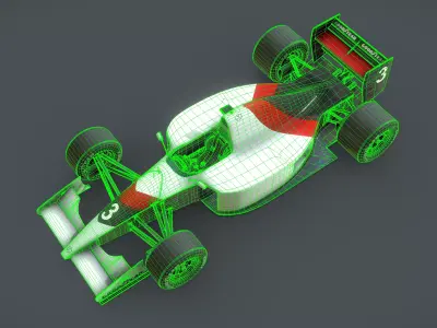 Generic F1 1990s race car 3D model
