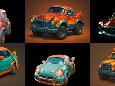 Stylized Car Advanced model bundle 18 pack 100 glb 3D model