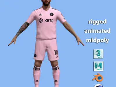 T-Pose Rigged Lionel Messi Miami 3D model