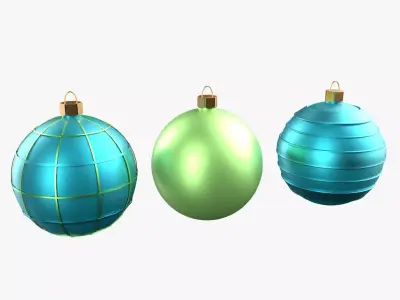 Christmas Tree Ornament Set3 - Turquoise Green  Low-poly 3D model