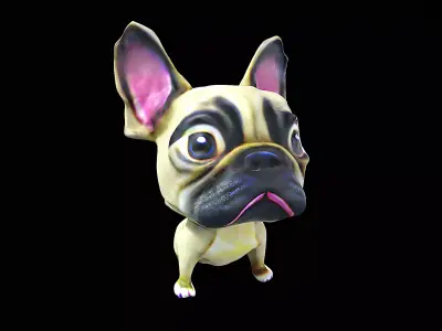 Cartoon bulldog dog 3D model