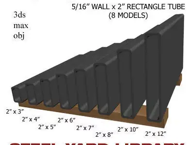5 16in Wall x2in Rectangle Tube 3D model