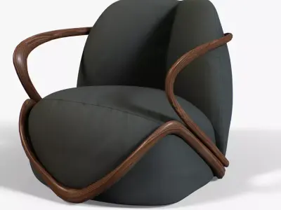 Hug ArmChairs in white and green Low-poly 3D model