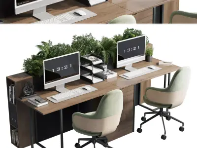 Office furniture - Plants Box Divider 01  Low-poly 3D model