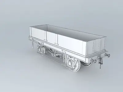 E 3 PLANK wooden train car Free 3D model