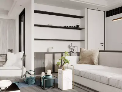 chinese living room dining room interior scenes 16 3D model