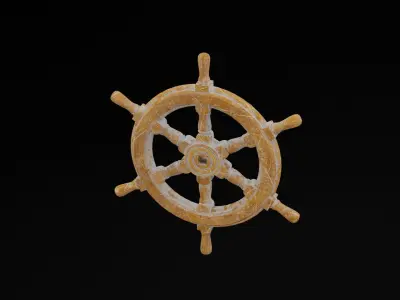 Ship Steering Wheel Low-poly 3D model