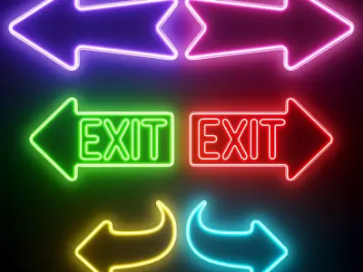 Exit Neon Signs 3D model