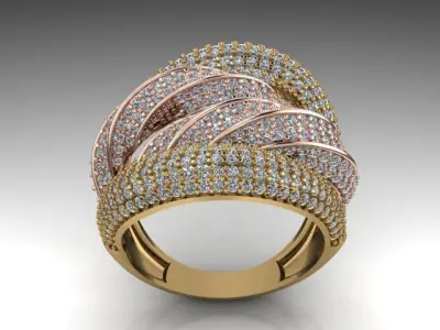 Fancy Ring Gold Silver 3D printing model 3D print model