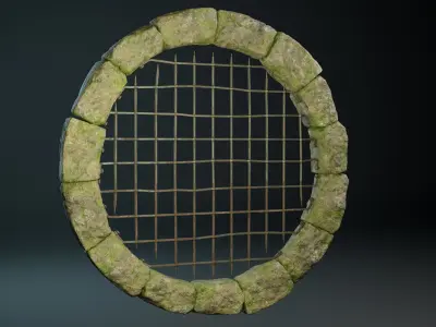 Medieval Stone Tunnel Grille PBR Low-poly 3D model