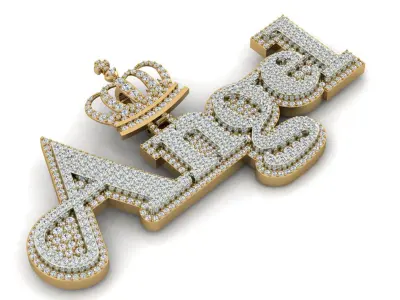 Custom Diamond Name Pendant ANGEL 3D print model