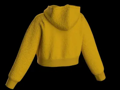 Female raglan crop hoodie 3D model