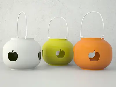 Ceramic Lanterns with Apple and Pear CutOut 3D model