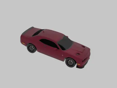 Dodge challenger SRT Hellcat with wheel animation 3D model