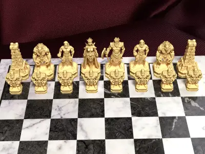 Titan Chess Set  Giants  Gods Mythology 3D Game Ready 3D print model