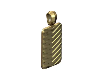 Carved V strips rectangular dogtag pendant with bail 3D print model