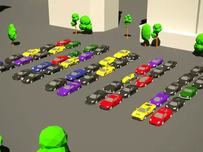 Simple Sport Car Pack for Game Low-poly 3D model
