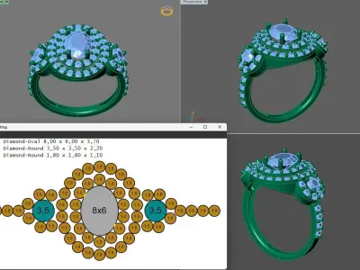STL 3DM Print Ready Women Diamond Ring Lightweight Printable  3D print model 67