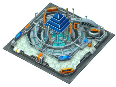 isometrical Computing Center Server Core Low-poly 3D model