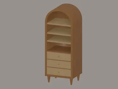 Round Bookshelf Low-poly 3D model