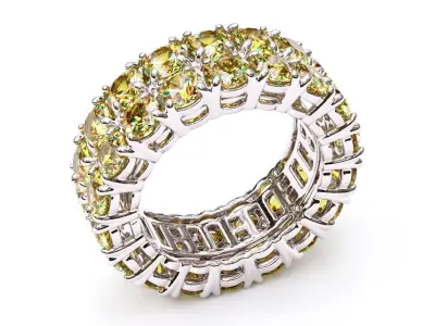 2-Row Yellow diamond Eternity Ring  3D print model
