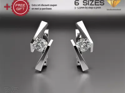 Classic diamond earrings luxury stunning ear ring 3D print model