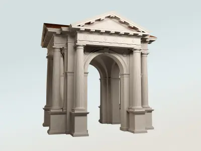 Arched portico in Doric mutulary   order column gazebo  3D model