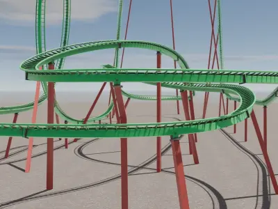 Rollercoaster 3D model Low-poly 3D model