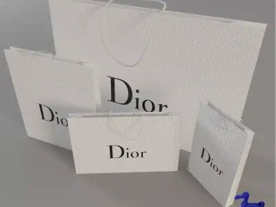 Dior Shopping Bag - Luxury 3D Packaging Model Low-poly 3D model