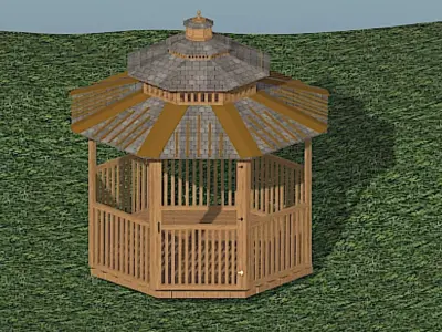 Gazebo - 8 Sided - High Poly Free 3D model