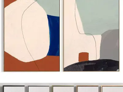 Plaster Two Photo Frame 427 Low-poly 3D model