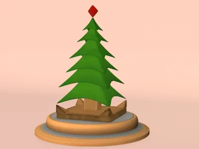 Stylized Snow Tree Free low-poly 3D model