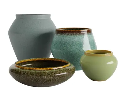 Glazed Ceramic Planters 3D model