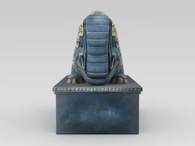 Elephant Statue Stone Garden Decor 3D model