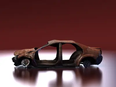 Junkyard cars collection Low-poly 3D model