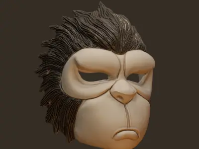 Wearable Cute Simian Ver 2 Monkey Mask 3D print model
