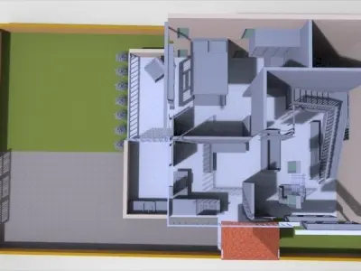 Indian House or Villa with basic interior furniture 3D model