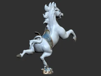 Auspicious clouds flying horses 3D model
