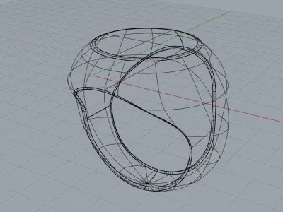 Ring 3D print model three gold rings 3D print model