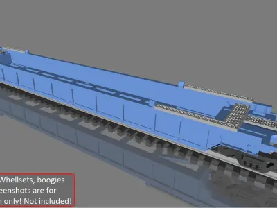 Printable Double Stack 53ft Container Well Car in H0 Scale 3D print model