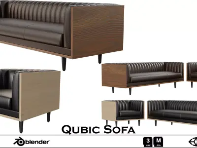 Qubic Sofa - Modular Modern Seating Low-poly 3D model